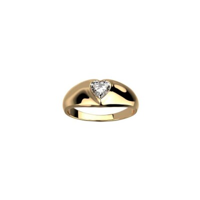 Bague Les Cadettes First Love en acier finition dorée et oxyde de zirconium, taille 54
