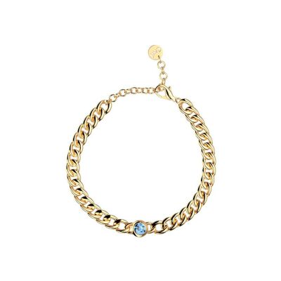 Bracelet Les Cadettes Legacy en acier finition dorée et oxyde de zirconium bleu