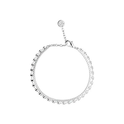 Bracelet Les Cadettes Bestie en acier finition argentée et oxyde de zirconium