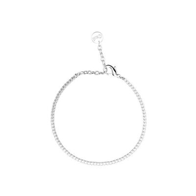 Bracelet Les Cadettes Bestie en acier finition argentée et oxyde de zirconium