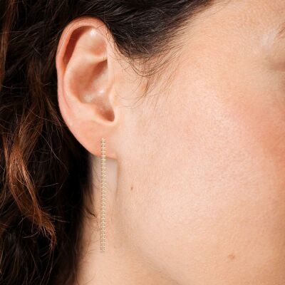 Boucles d'oreilles Les Cadettes Bestie en acier finition dorée et oxyde de zirconium
