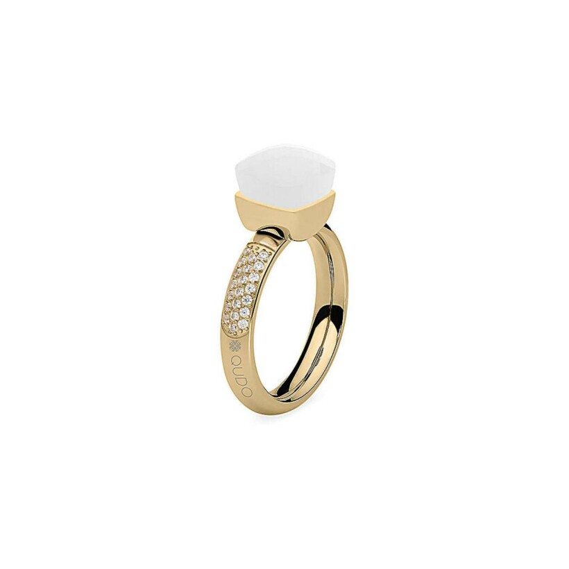 Bague QUDO Firenze en métal doré et pierre de couleur white, taille 56