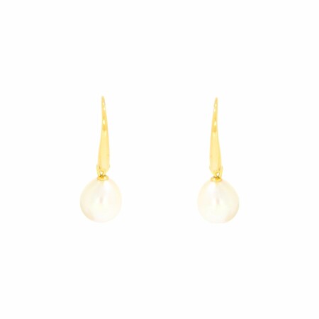 Boucles d'oreilles en or jaune et perle de 9mm