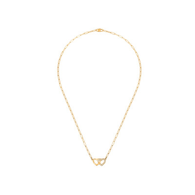 Collier dinh van Double Cœurs R9 en or jaune et diamants