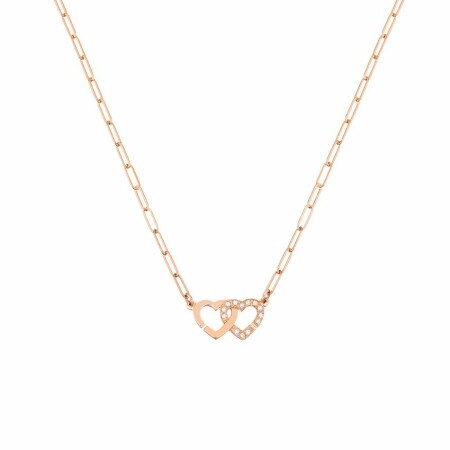 Collier dinh van Double Coeurs R9 en or rose et diamants