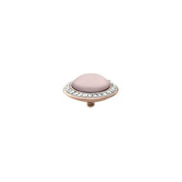 Top QUDO Tondo en métal doré rose et pierre de couleur pastel rose pearl