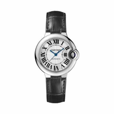 Montre Ballon Bleu de Cartier 33 mm, acier, cuir