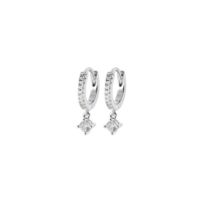 Boucles d'oreille pendantes créoles en argent et oxydes de zirconium