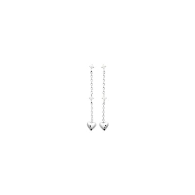 Boucles d'oreille pendantes en argent et oxydes de zirconium