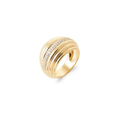 Bague en plaqué or et oxydes de zirconium