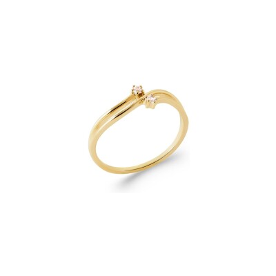 Bague en plaqué or et oxydes de zirconium