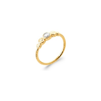 Bague en plaqué or et oxydes de zirconium