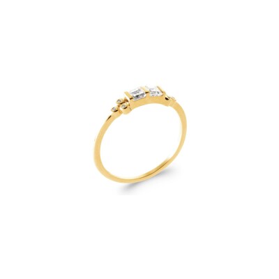 Bague en plaqué or et oxydes de zirconium