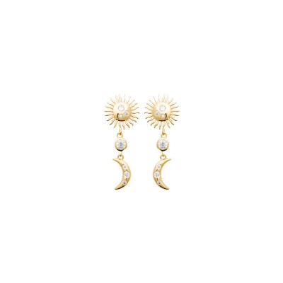 Boucles d'oreille pendantes en plaqué or et oxydes de zirconium