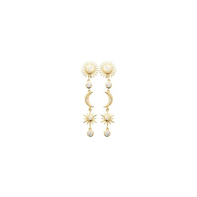 Boucles d'oreille pendantes en plaqué or et oxydes de zirconium
