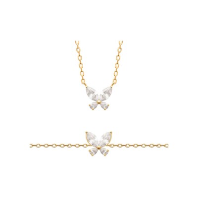 Collier en plaqué or et oxydes de zirconium