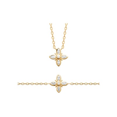 Collier en plaqué or et oxydes de zirconium