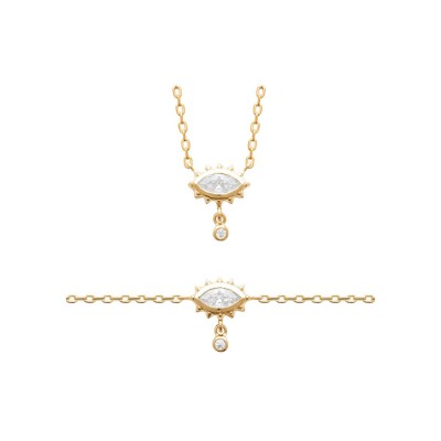 Collier en plaqué or et oxydes de zirconium