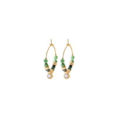 Boucles d'oreilles en plaqué or et rubis