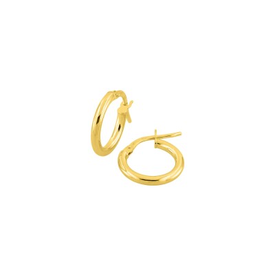 Boucles d'oreilles créoles lisses en or jaune, diamètre 10mm