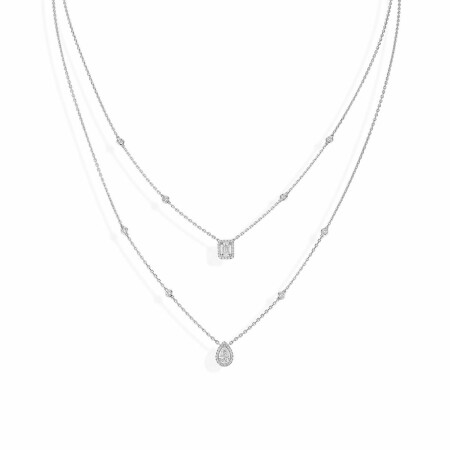 Collier Messika My Twin 2 rangs en or blanc et diamants