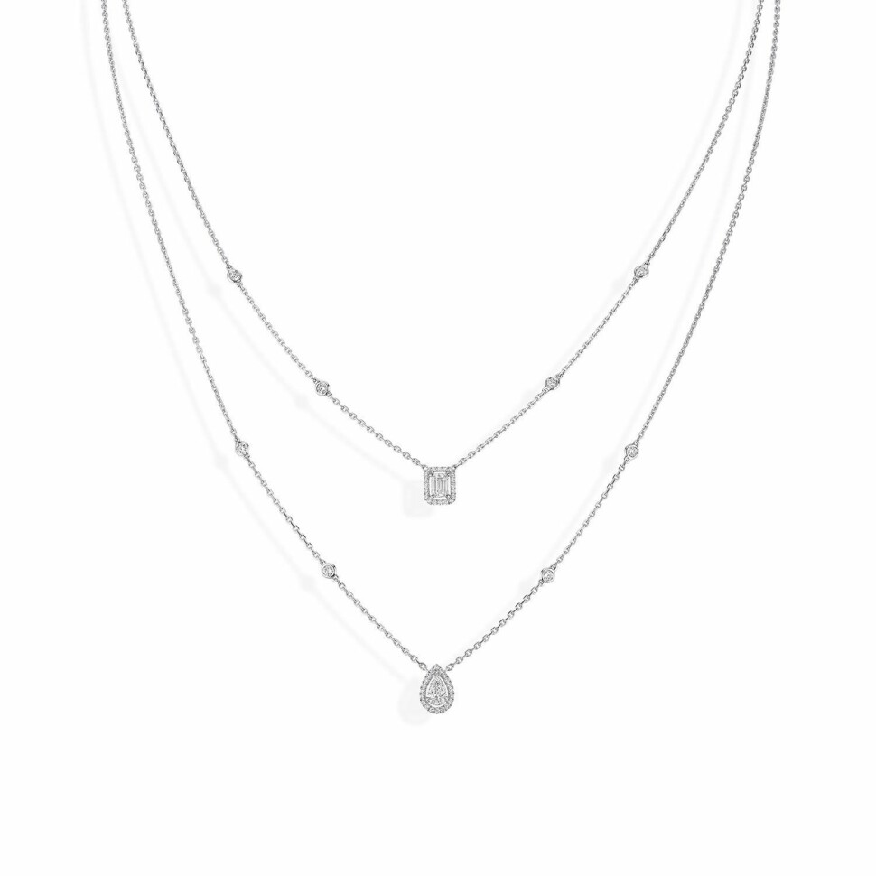 Messika My Twin double row necklace, white gold, diamonds