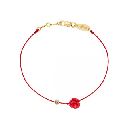 Bracelet RedLine Mayssa Bb Pure fil rouge avec diamant 0.05ct en serti clos, or jaune