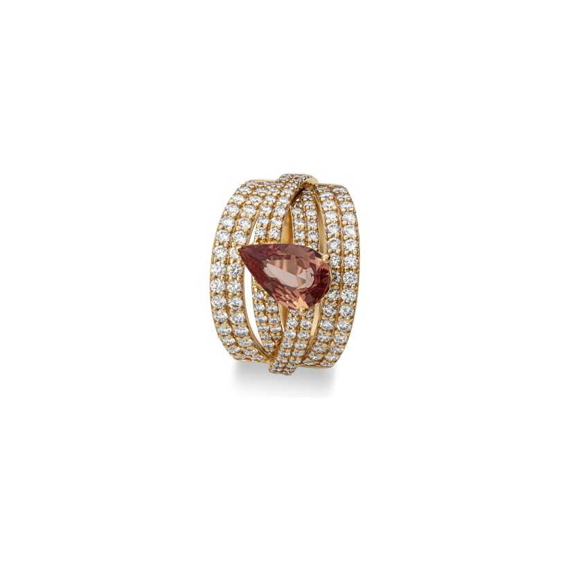 Doux ring, rose gold, Padparadsha sapphire and diamonds