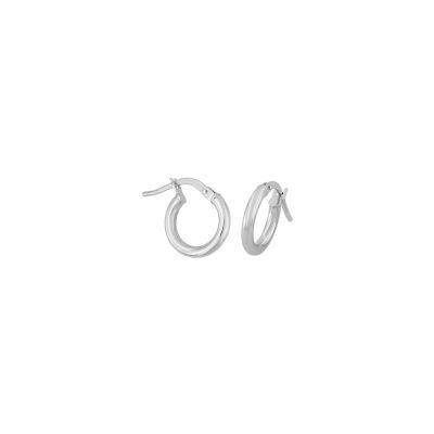 Boucles d'oreilles créoles lisses en or blanc, diamètre 8mm