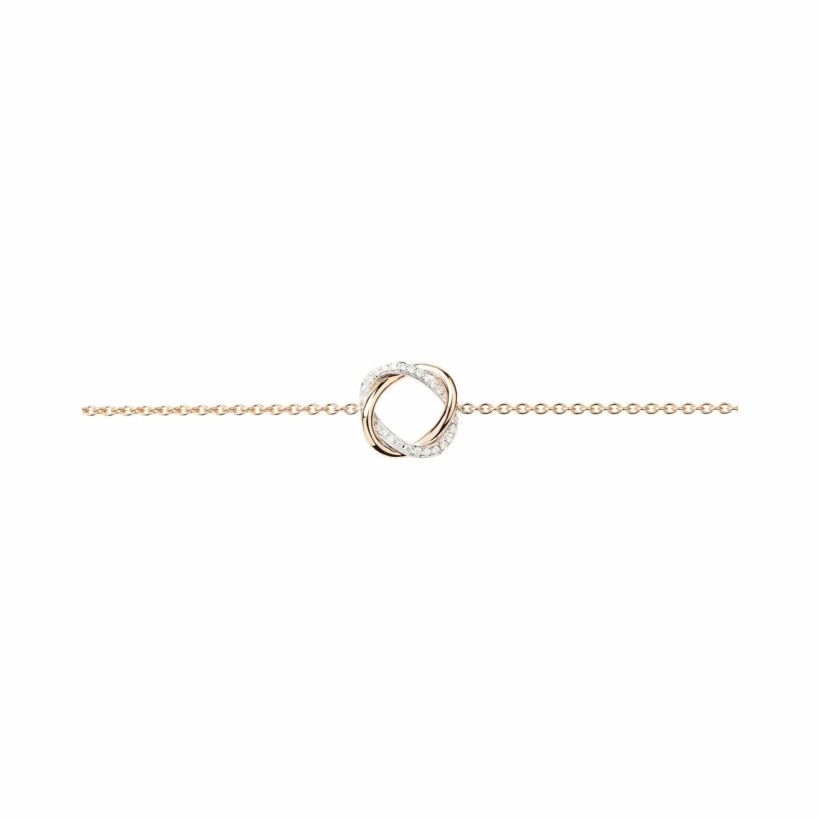 Bracelet ajustable Poiray Tresse en or rose, or blanc et diamants, petit modèle