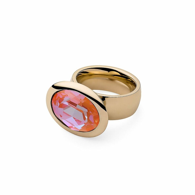 Bague QUDO Tivola en métal doré et pierre de couleur orange glow delite, taille 58