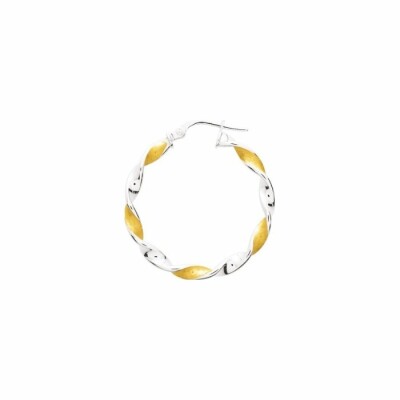 Boucles d'oreilles créoles en or jaune et rhodium, diamètre 20mm