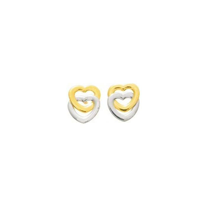 Puces d'oreilles en or jaune, or blanc