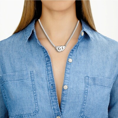 Collier Menottes dinh van R12 en Argent et perles d'argent