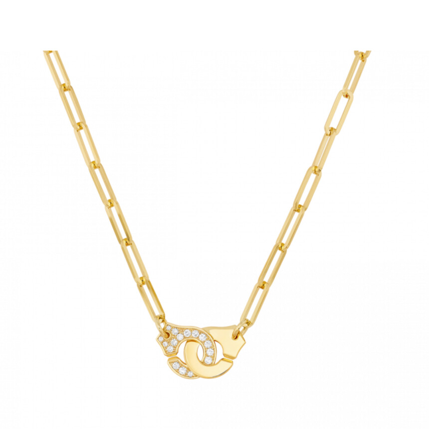 Menottes dinh van R12 necklace, yellow gold and diamonds