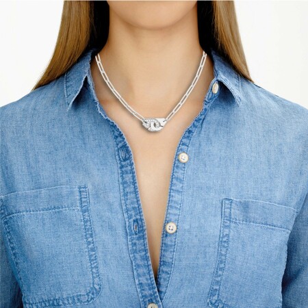 Collier Menottes dinh van en or blanc et diamants R12