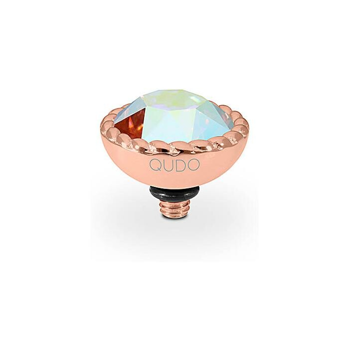 Top QUDO Bocconi en métal doré rose et pierre de couleur crystal aurora boreale