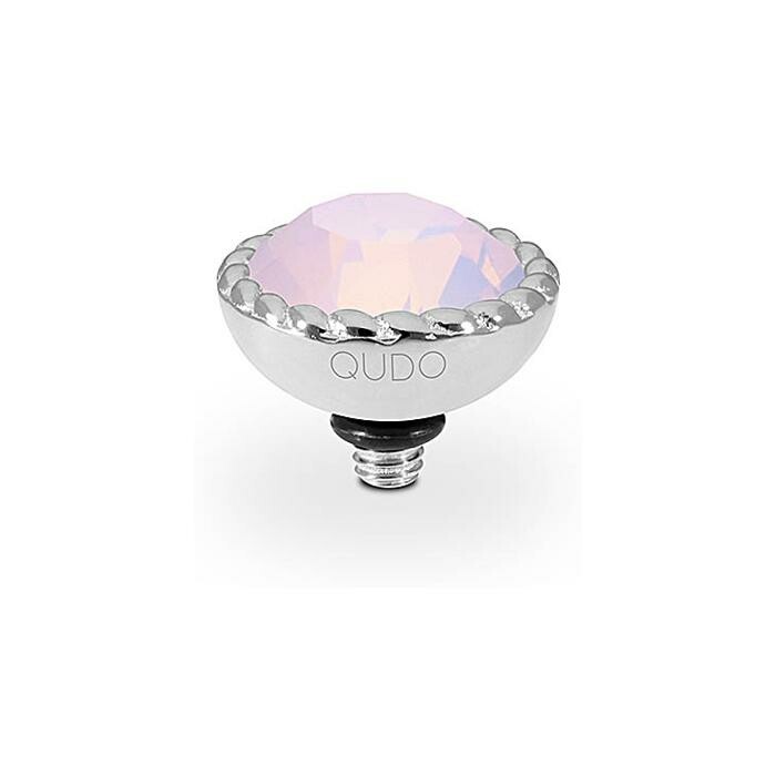 Top QUDO Bocconi en acier et pierre de couleur rose opal