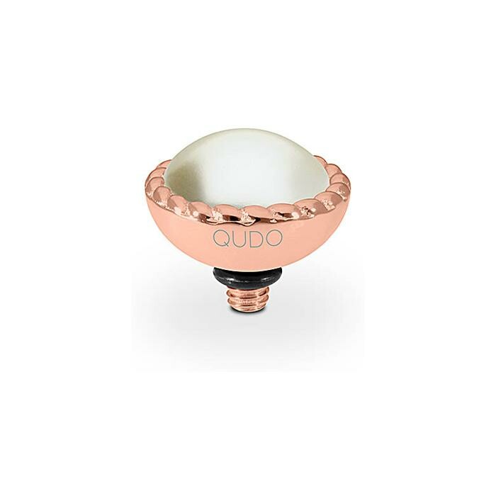 Top QUDO Bocconi en métal doré rose et pierre de couleur cream pearl