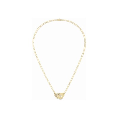 Collier Menottes dinh van en or jaune et diamants, moyen modèle, 44cm