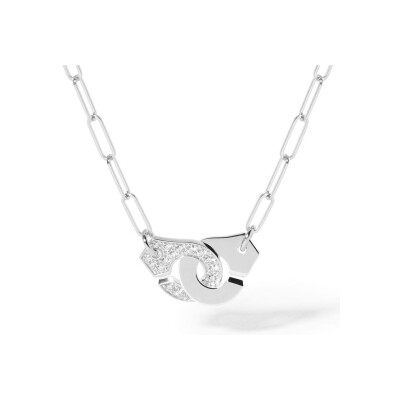 Collier Menottes dinh van en or blanc et diamants, moyen modèle, 44cm