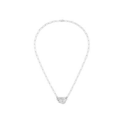Collier Menottes dinh van en or blanc et diamants, moyen modèle, 44cm