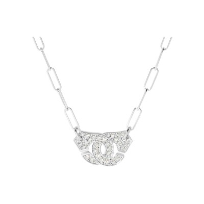 Collier dinh van Menottes dinh van en or blanc et diamant, modèle pavé