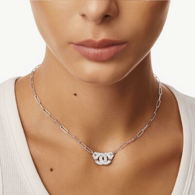Collier dinh van Menottes dinh van en or blanc et diamant, modèle pavé
