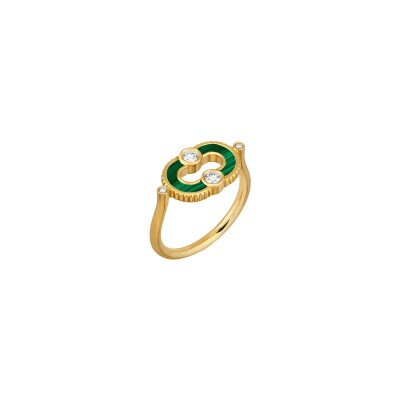 Bague Viltier Magnetic en or jaune, malachite et diamants
