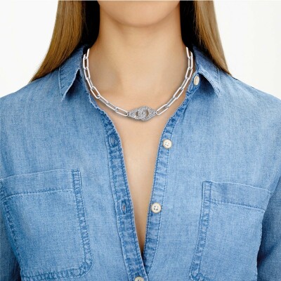 Collier Menottes dinh van en or blanc et diamants R15