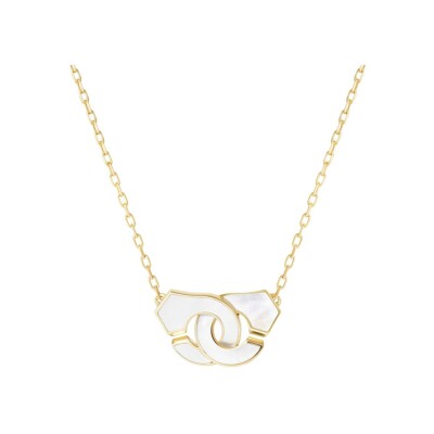Collier dinh van Menottes dinh van en or jaune et nacre, petit modèle