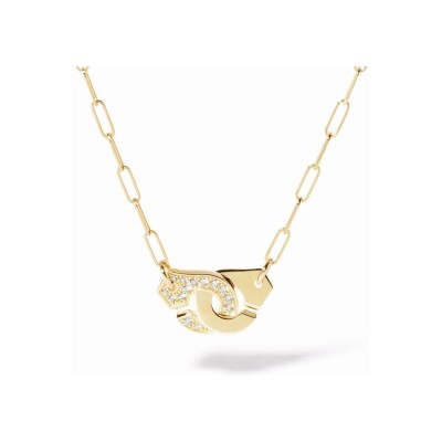 Collier Menottes dinh van en or jaune et diamants, petit modèle, 42cm