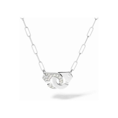 Collier Menottes dinh van en or blanc et diamants, petit modèle, 42cm