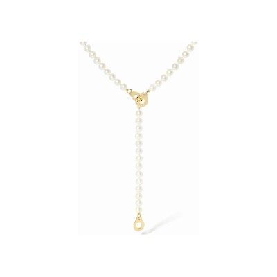 Collier Menottes dinh van en or jaune et perles d'eau douce